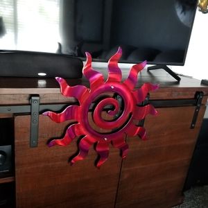Metal sun wall decor indoor outdoor patio wall hanging 24" plasma cut design sun